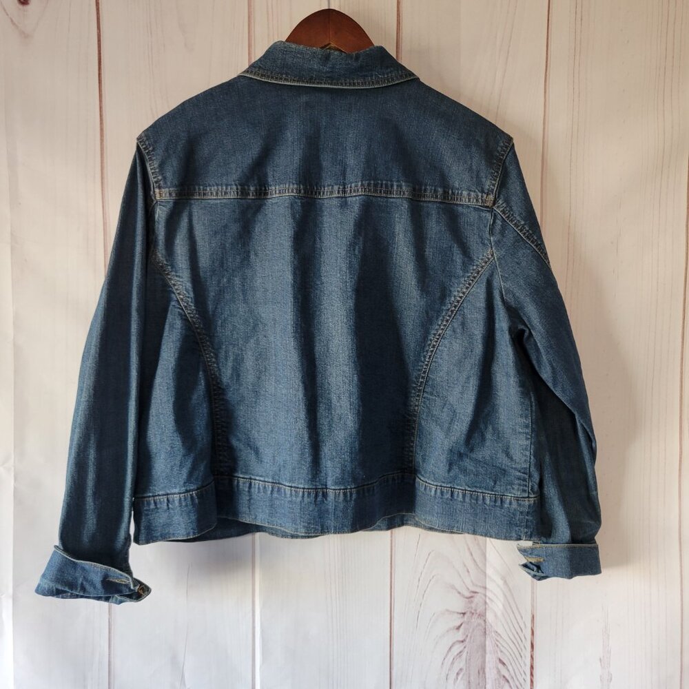 Coldwater Creek Denim Jean Jacket, Faux Jade/Brass Button-up, Women’s Petite XL - Picture 5 of 8